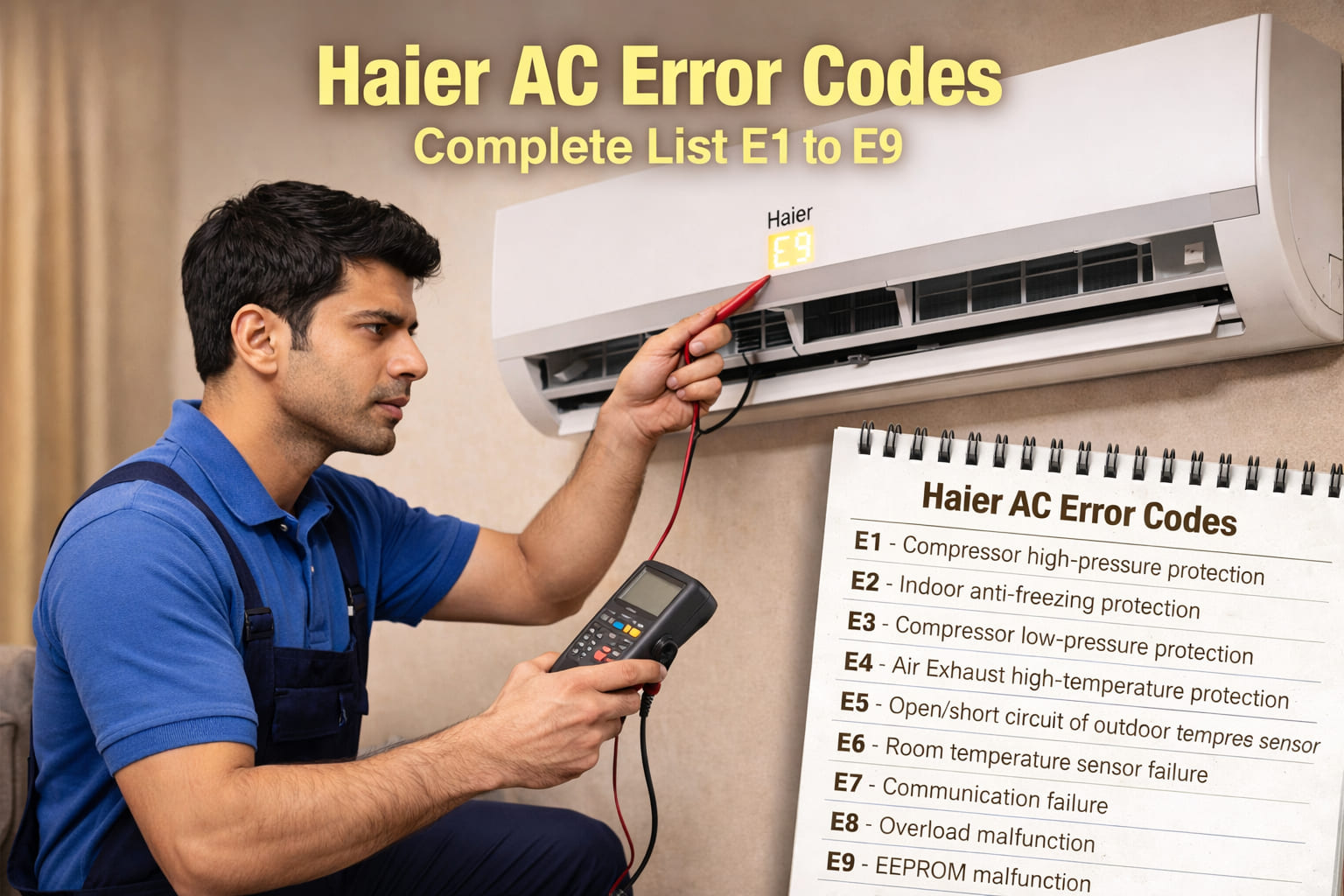Haier AC Error Codes List